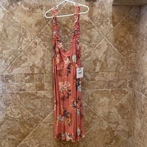 O'Neill Floral Coral Dress NWT